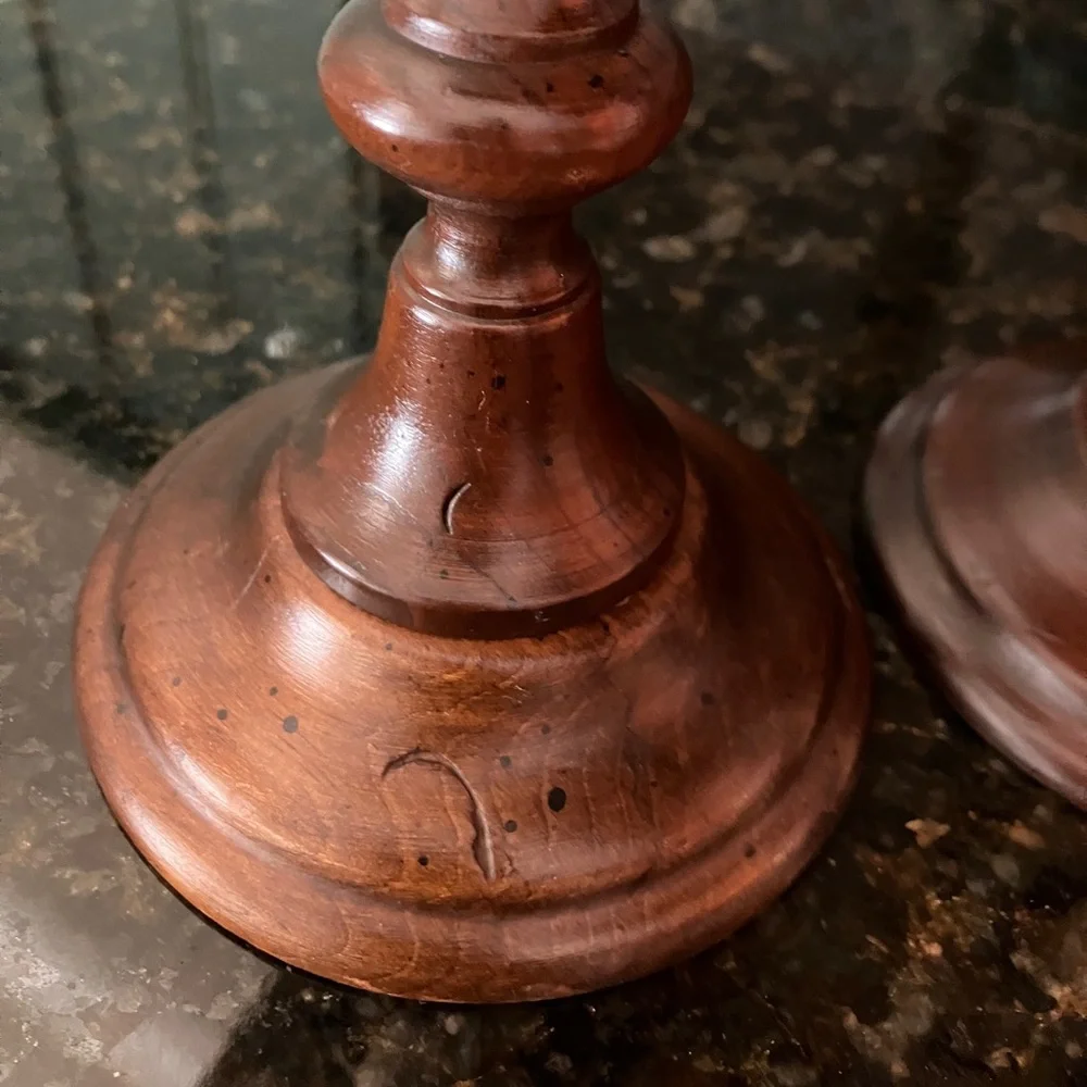 2 CHARLES LESTERS’ HAND TURNED WOOD CANDLESTICK CANDLE HOLDERS 9